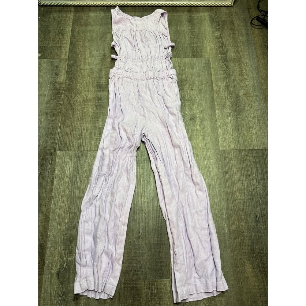 Zara Kids Girls Lavender Purple Linen Blend Cut Out Wide Leg Jumpsuit Size 9